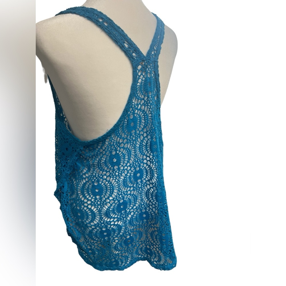 Ecote Blue Crochet Tank Top - Size Large - Picture 2 of 8